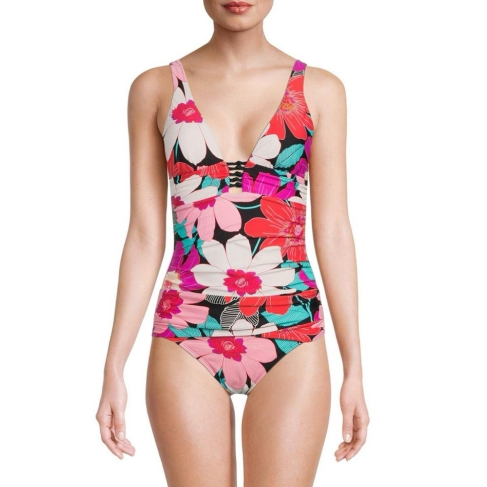 La Blanca Over the Shoulder Front Knot Tankini Swimsuit Top